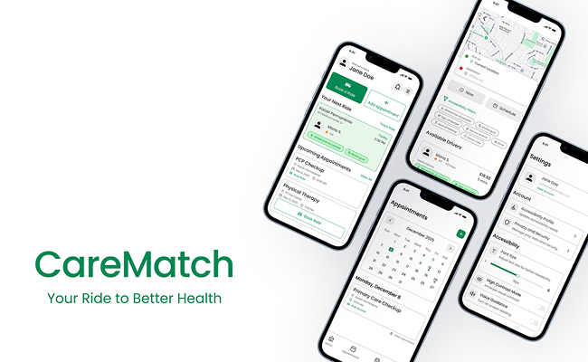 CareMatch UI screens