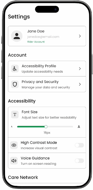 Accessibility settings